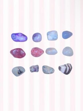Assorted Tumbled crystals and gemstone Set in Blue, Purple, white & Pink etc